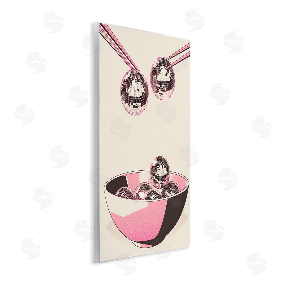 Disco Bowl Meal with Chopsticks Wood Plaque Wall Art, Home Decor by Arlington Prints
