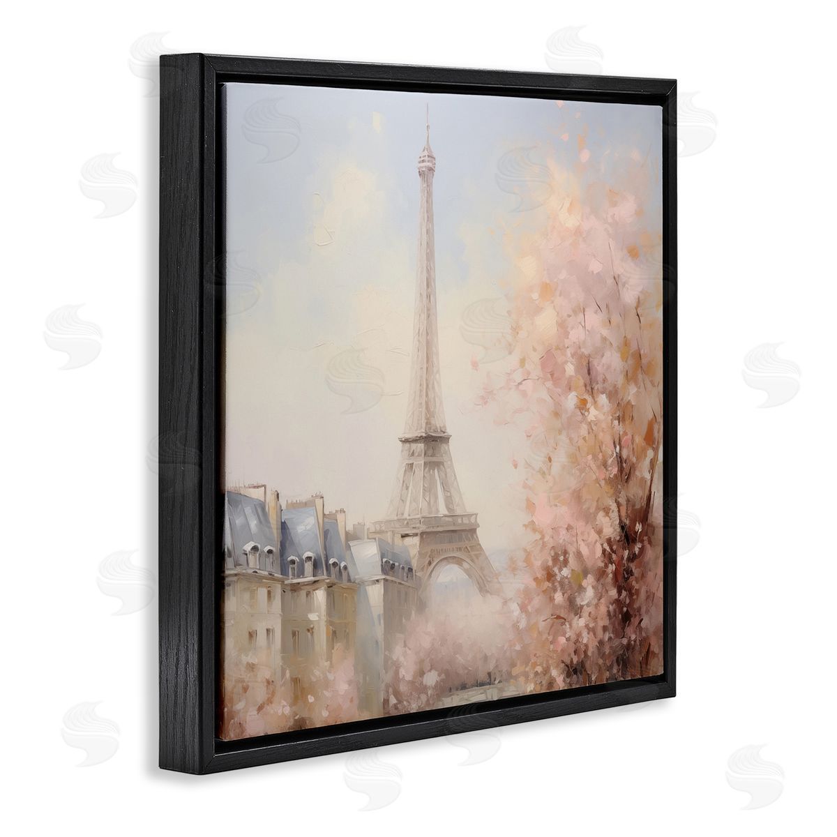 Parisian Eiffel Tower Cityscape Black Floating Frame Canvas Wall Art, Home Decor by Arlington Prints