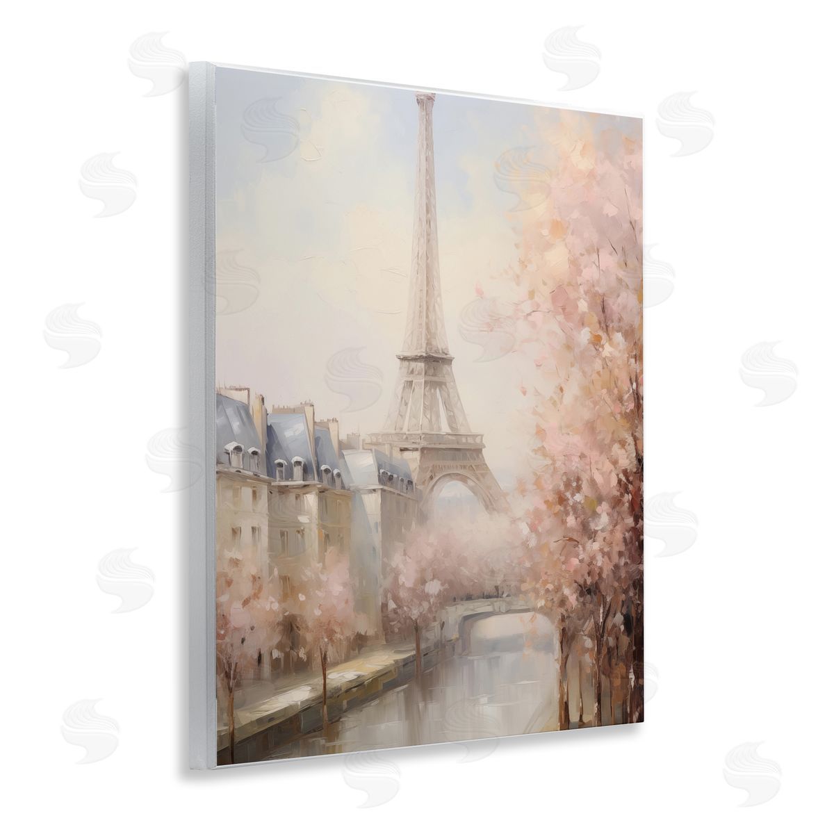 Soft Eiffel Tower River View Wood Plaque Wall Art, Home Decor by Arlington Prints