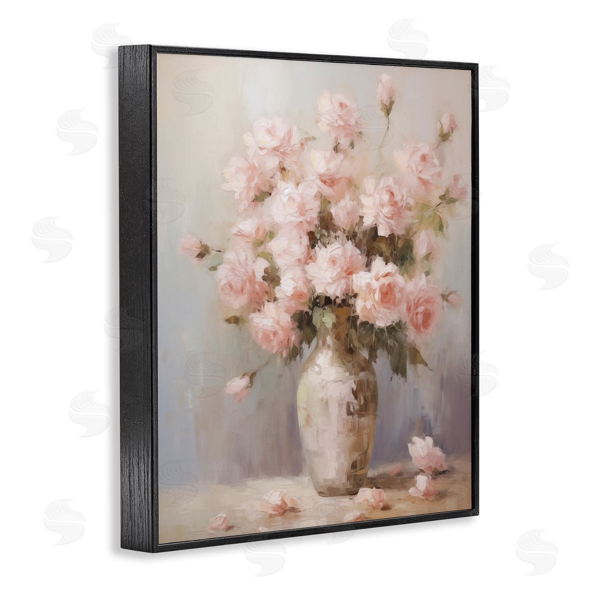 Vase of Soft Pink Roses Black Frame Print Wall Art, Home Decor by Arlington Prints