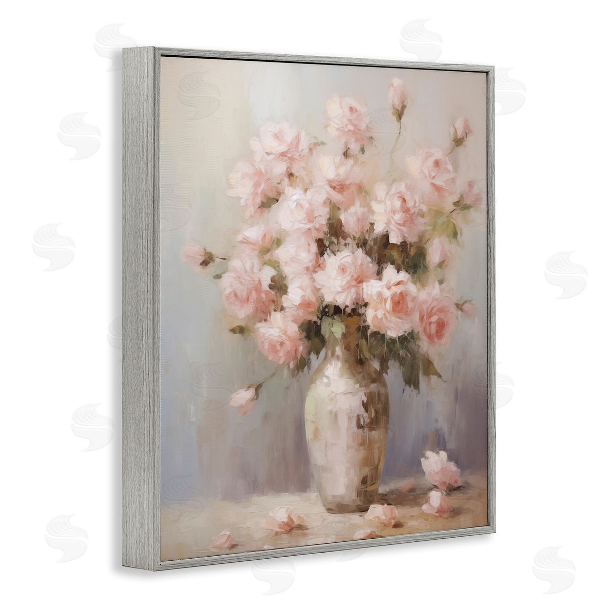 Vase of Soft Pink Roses Grey Frame Print Wall Art, Home Decor by Arlington Prints