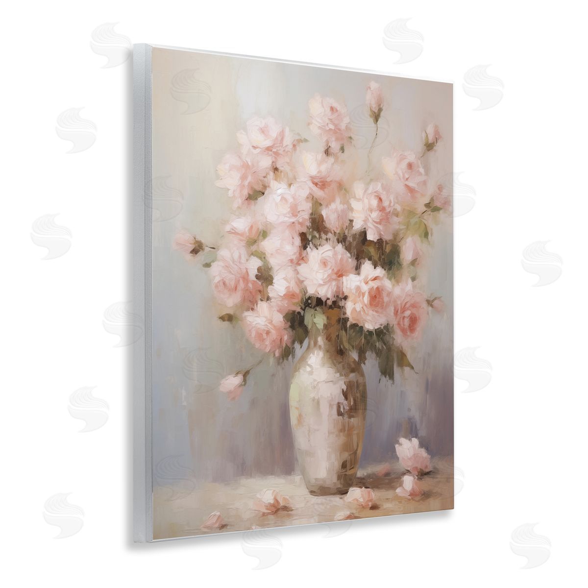 Vase of Soft Pink Roses Wood Plaque Wall Art, Home Decor by Arlington Prints