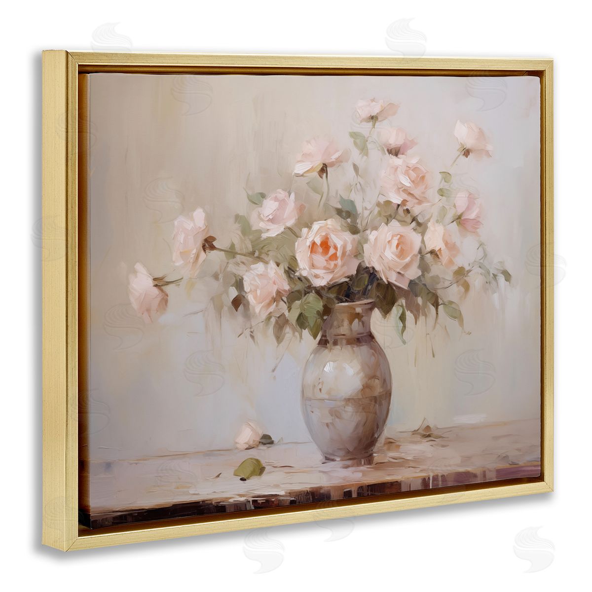 Romantic Bouquet of Roses Gold Floating Frame Canvas Wall Art, Home Decor by Arlington Prints