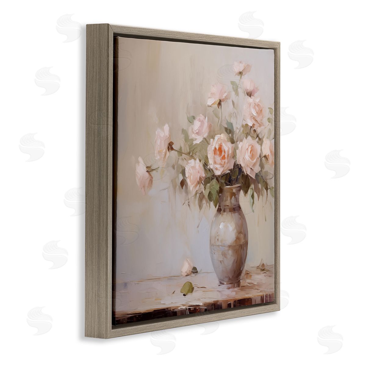 Romantic Rose Bouquet Brown Floating Frame Canvas Wall Art, Home Decor by Arlington Prints