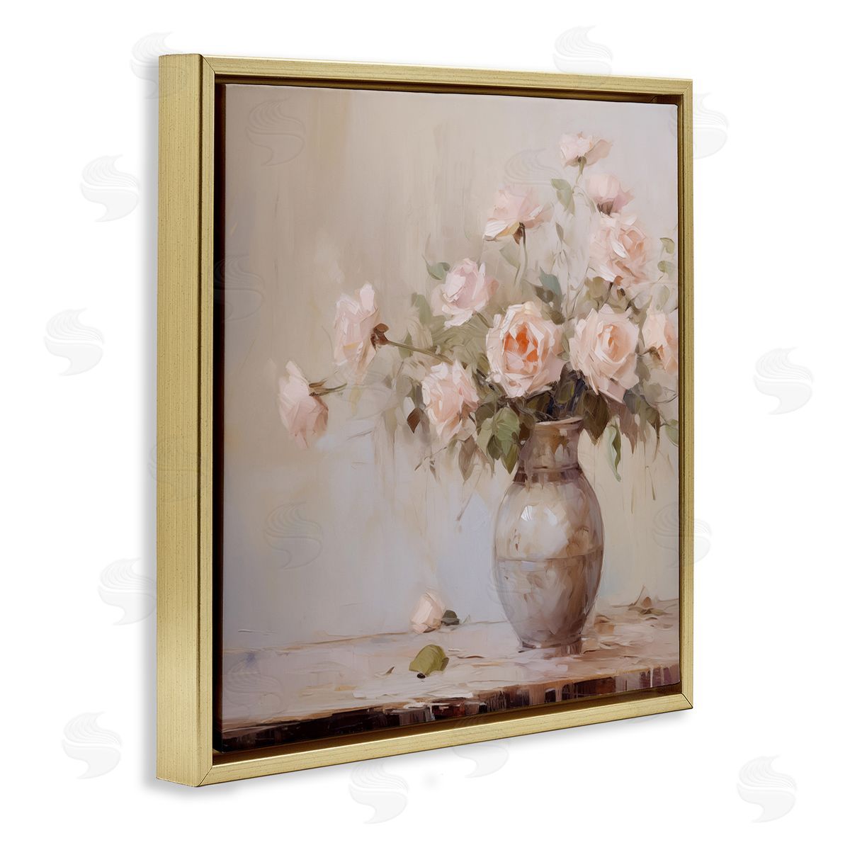 Romantic Rose Bouquet Gold Floating Frame Canvas Wall Art, Home Decor by Arlington Prints