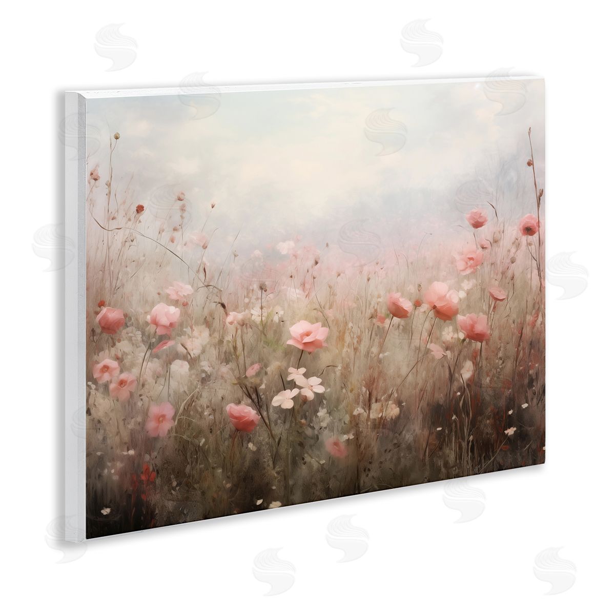 Pastel Pink Meadow Flowers Wood Plaque Wall Art, Home Decor by Arlington Prints