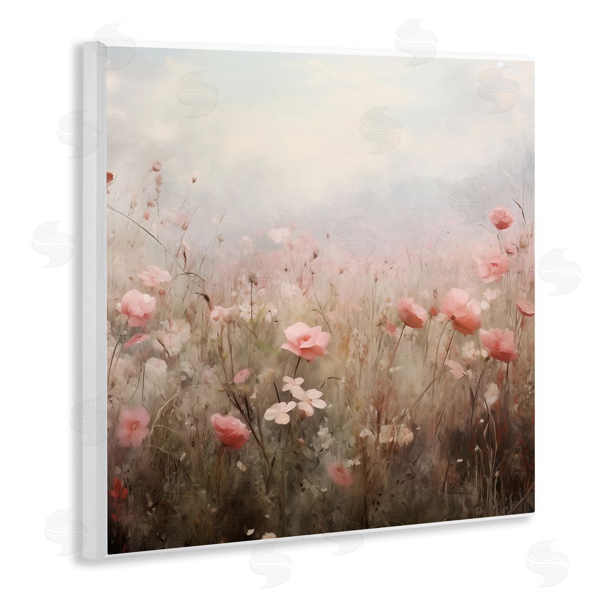 Blooming Pink Meadow Flowers Wood Plaque Wall Art, Home Decor by Arlington Prints