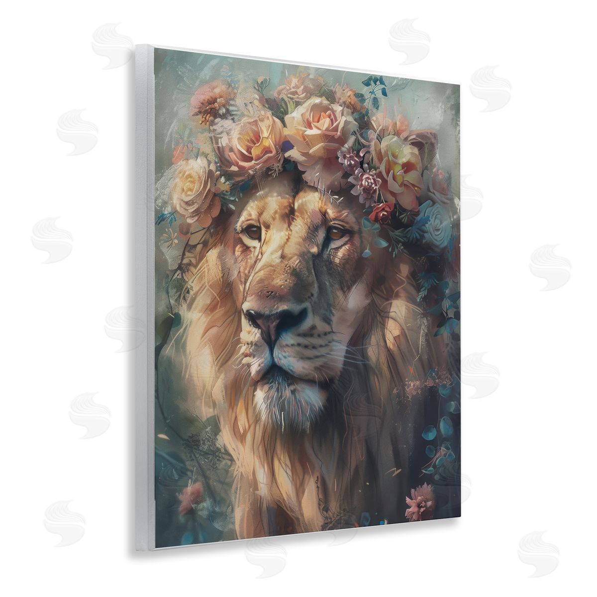 Lion with Rose Garland Wood Plaque Wall Art, Home Decor by Arlington Prints