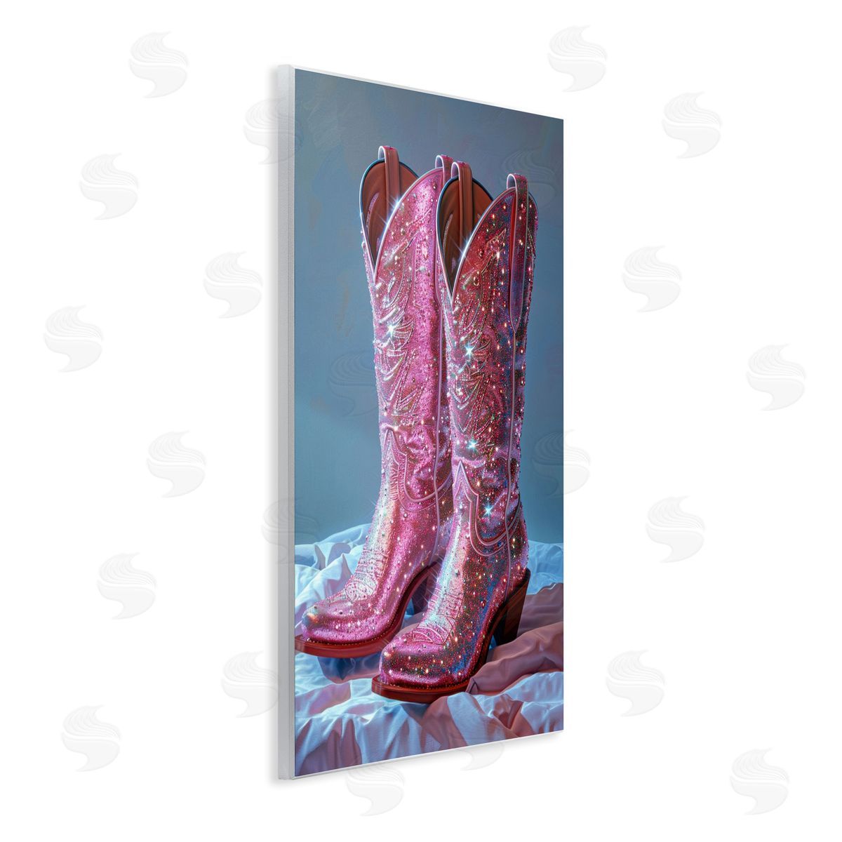 Dazzling Pink Glam Cowgirl Boots Wood Plaque Wall Art, Home Decor by LSR Creative Studio