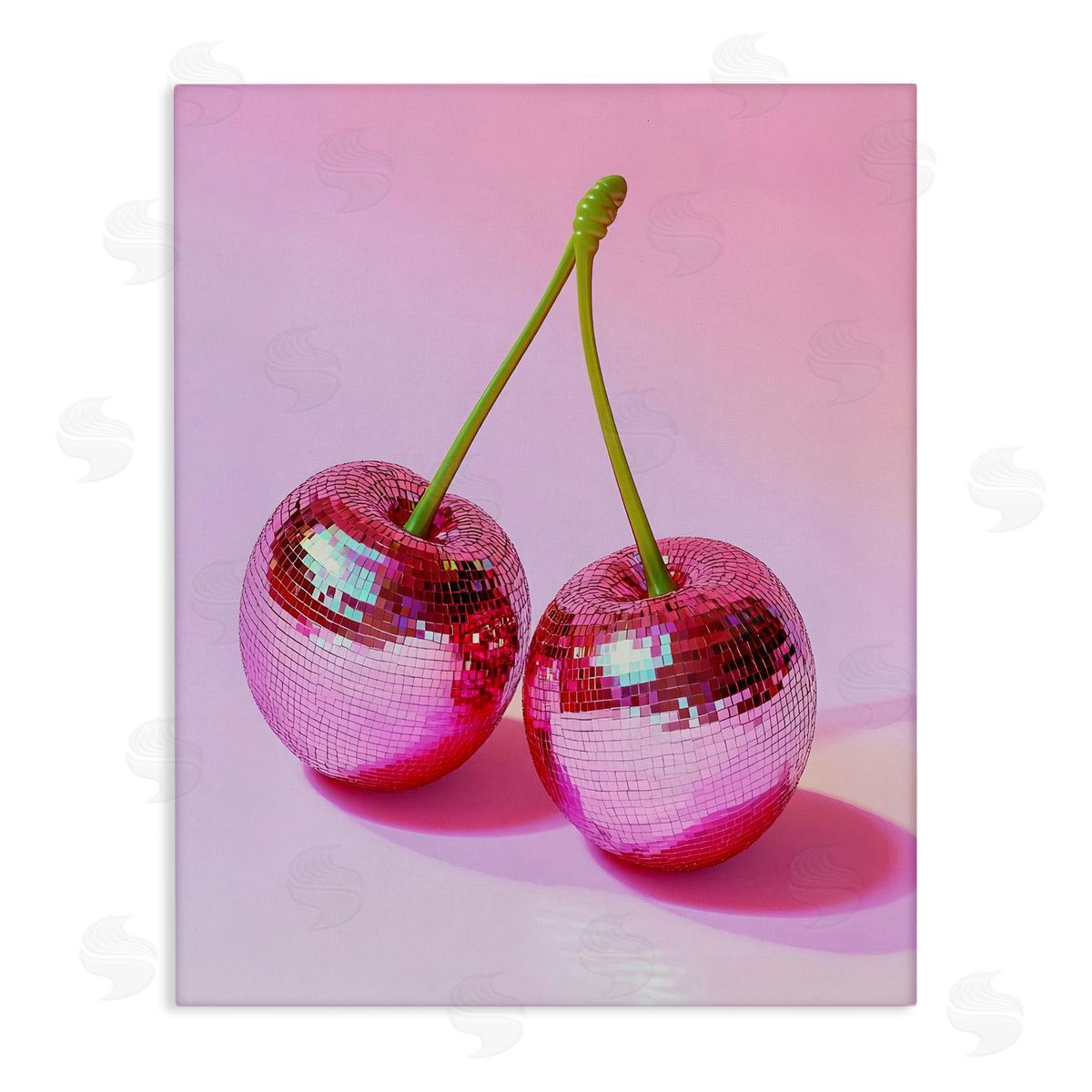 Pink Disco Cherries Canvas Wall Art, Home Decor by LSR Creative Studio
