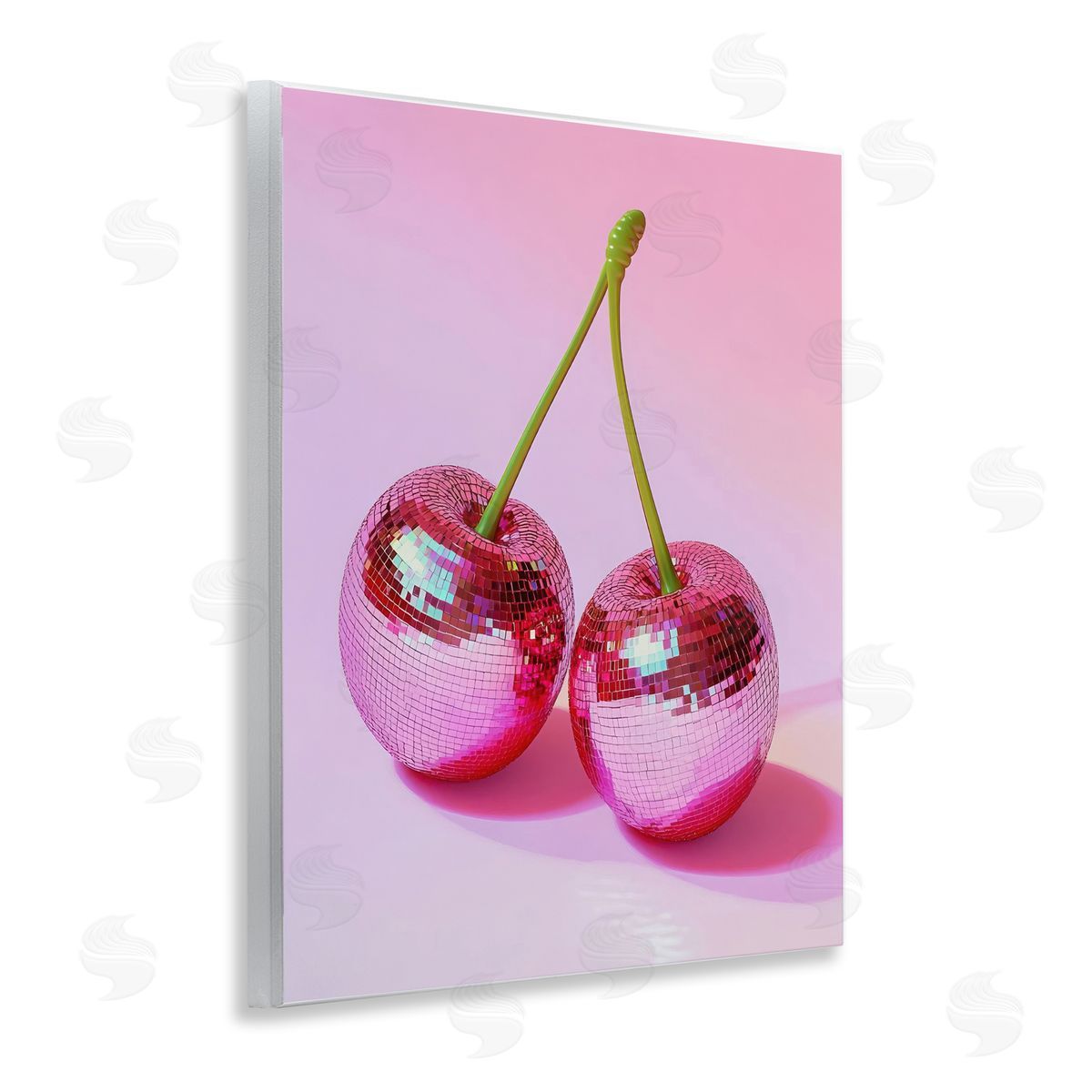 Pink Disco Cherries Wood Plaque Wall Art, Home Decor by LSR Creative Studio