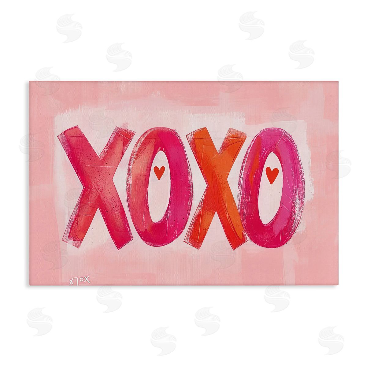 Pink XOXO with Hearts Canvas Wall Art, Home Decor by LSR Design Studio