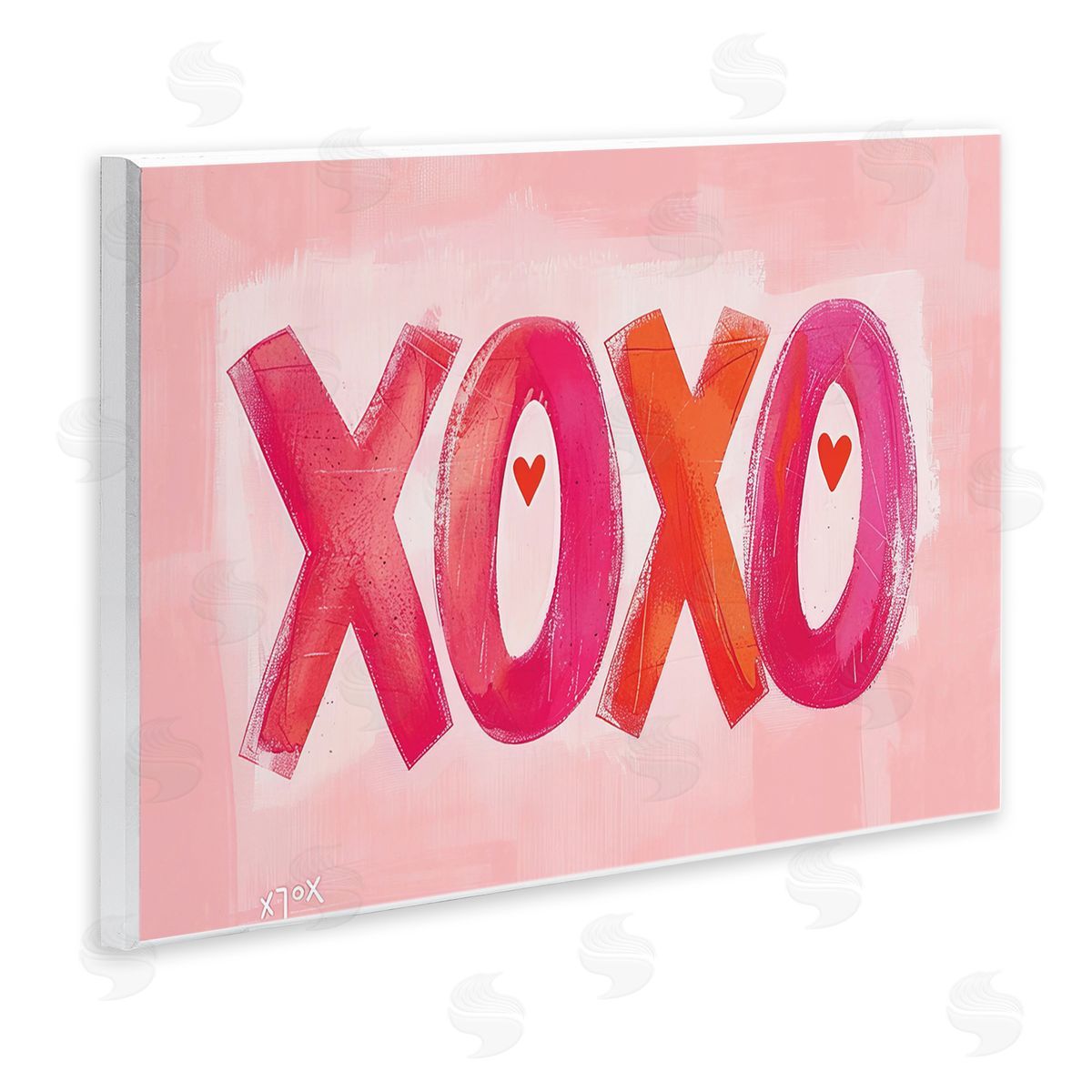 Pink XOXO with Hearts Wood Plaque Wall Art, Home Decor by LSR Design Studio