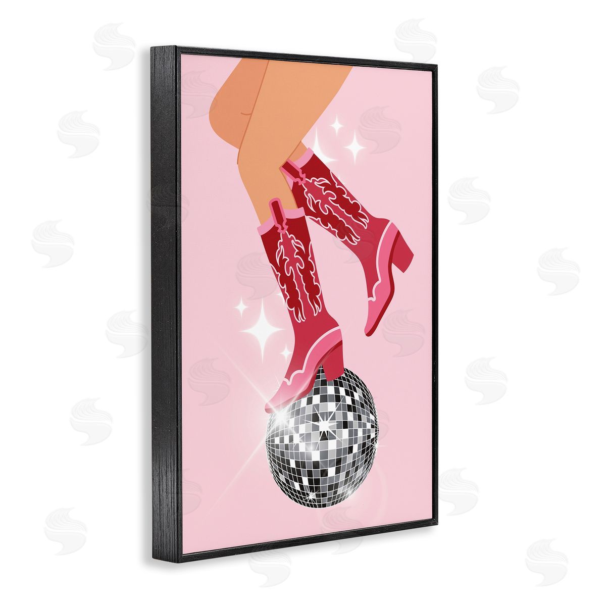 Balancing Disco Cowgirl Black Frame Print Wall Art, Home Decor by LSR Design Studio