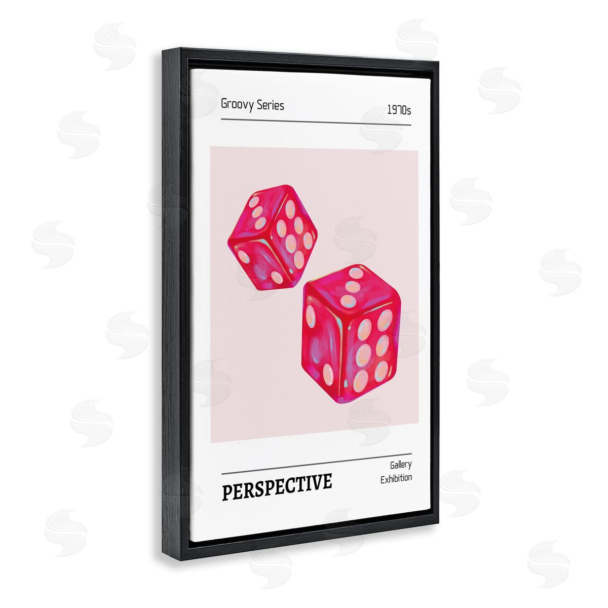 Pink Dice Pair Black Floating Frame Canvas Wall Art, Home Decor by LSR Design Studio