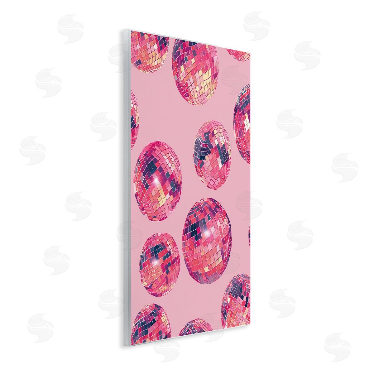 Vivid Pink Disco Pattern Wood Plaque Wall Art, Home Decor by LSR Design Studio