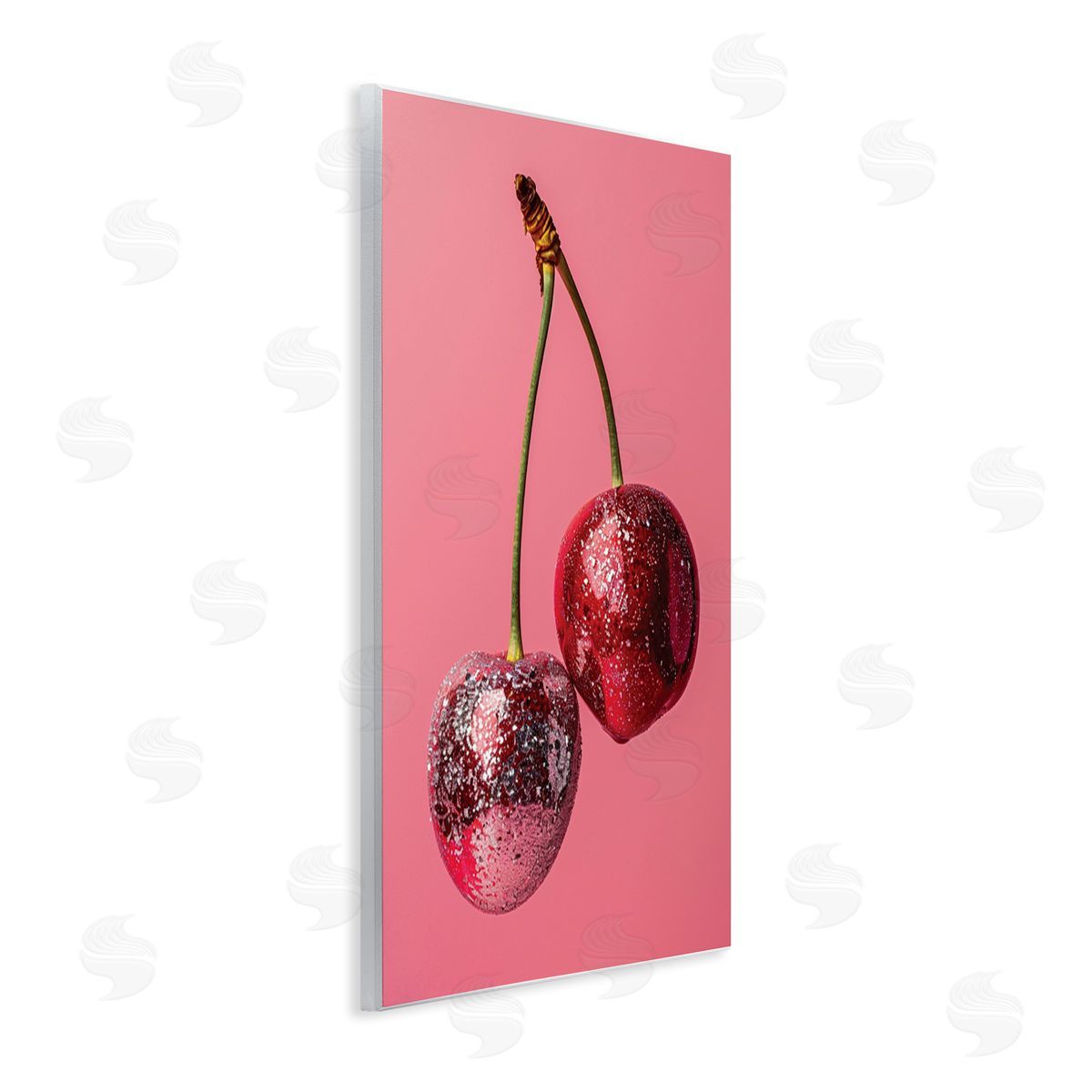 Dazzling Cherry Pair Wood Plaque Wall Art, Home Decor by LSR Design Studio