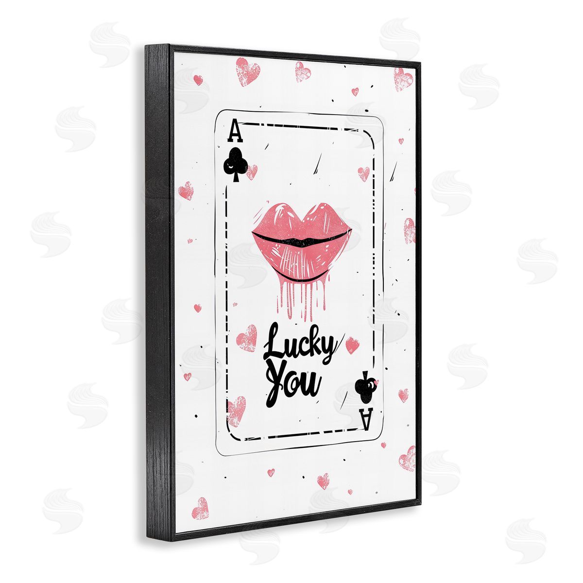 Lucky You Playing Card Black Frame Print Wall Art, Home Decor by LSR Design Studio