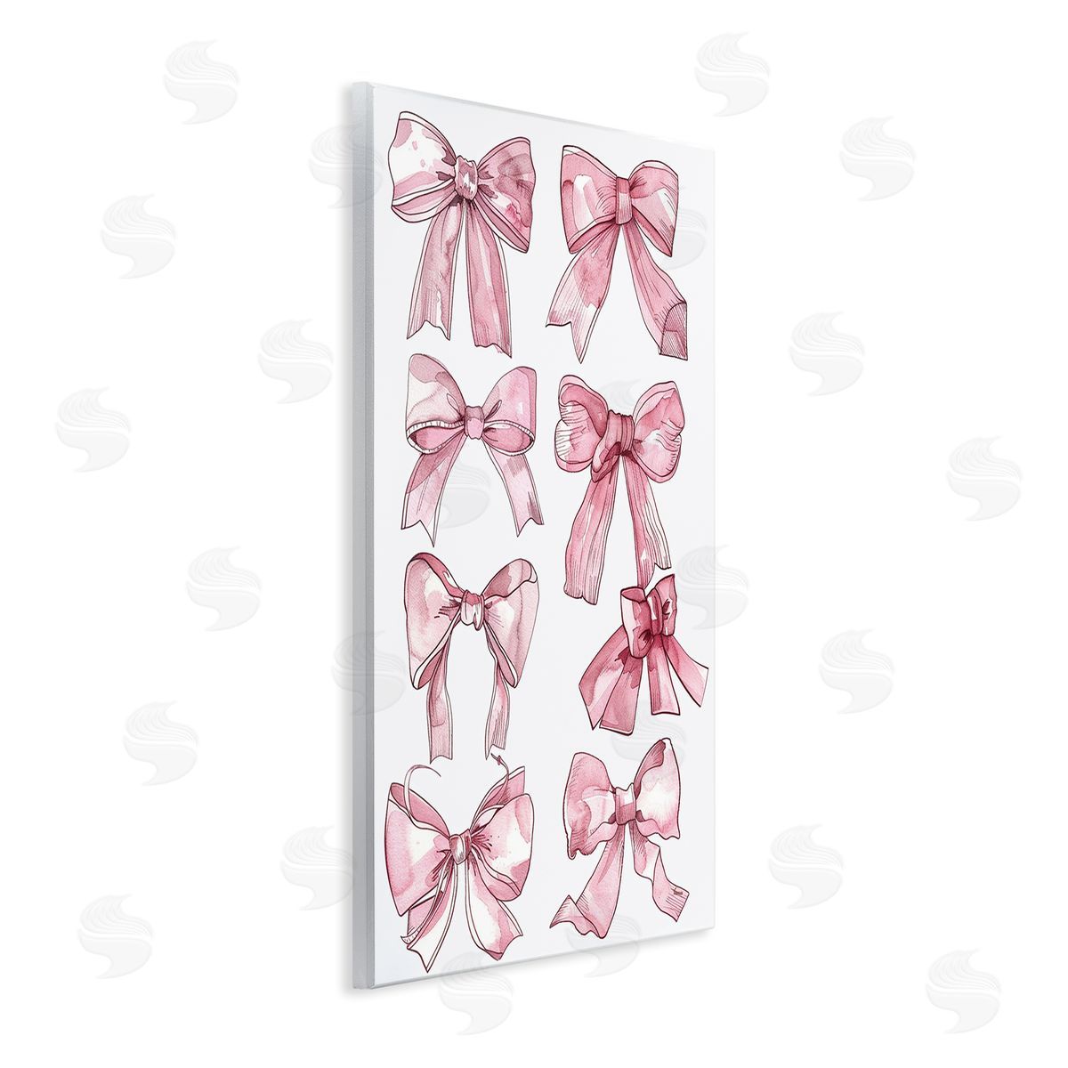 Various Ribbons in Pink Wood Plaque Wall Art, Home Decor by LSR Design Studio