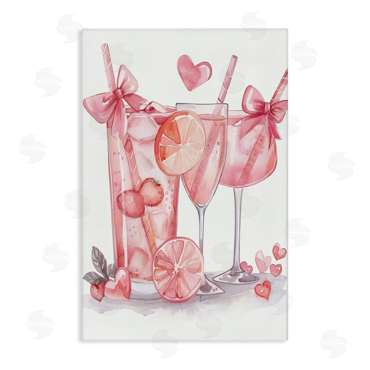 Pink Glam Cocktail Party Canvas Wall Art, Home Decor by LSR Design Studio