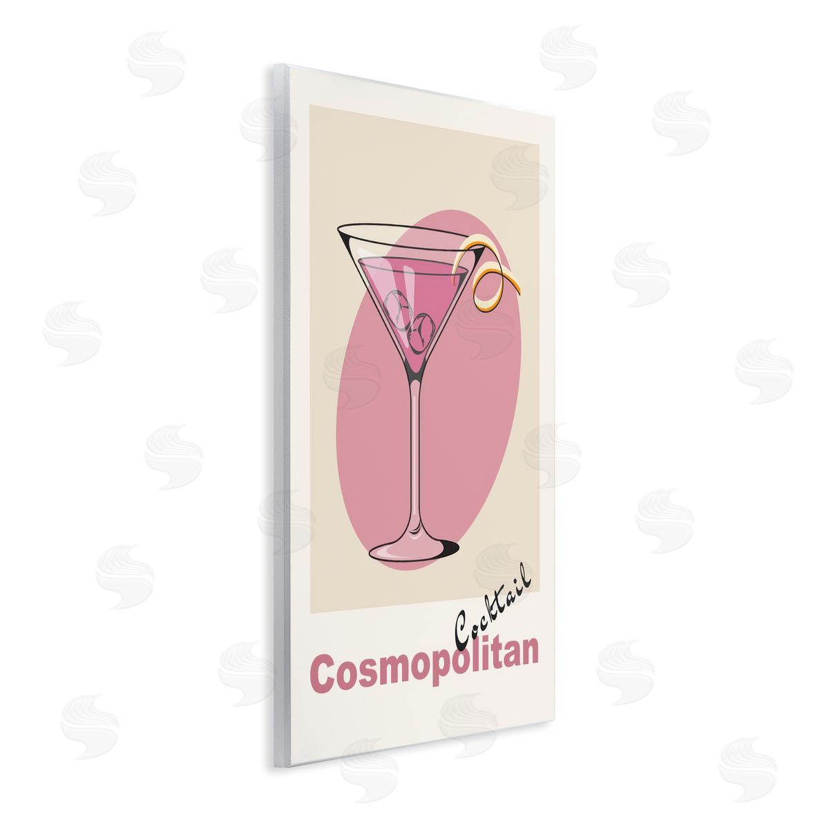 Vintage Cosmo Cocktail Wood Plaque Wall Art, Home Decor by LSR Design Studio