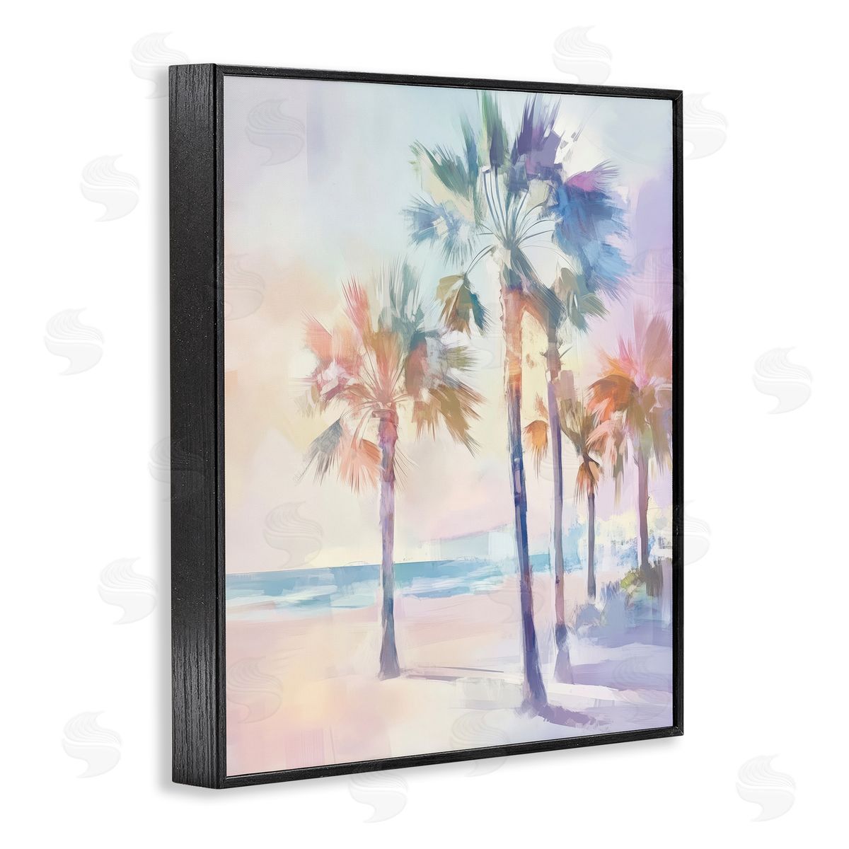 Pastel Warm Palm Trees Black Frame Print Wall Art, Home Decor by Arlington Prints