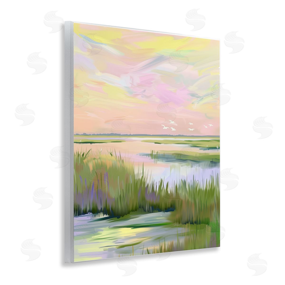 Soft Pink Marshland Sunrise Wood Plaque Wall Art, Home Decor by Arlington Prints