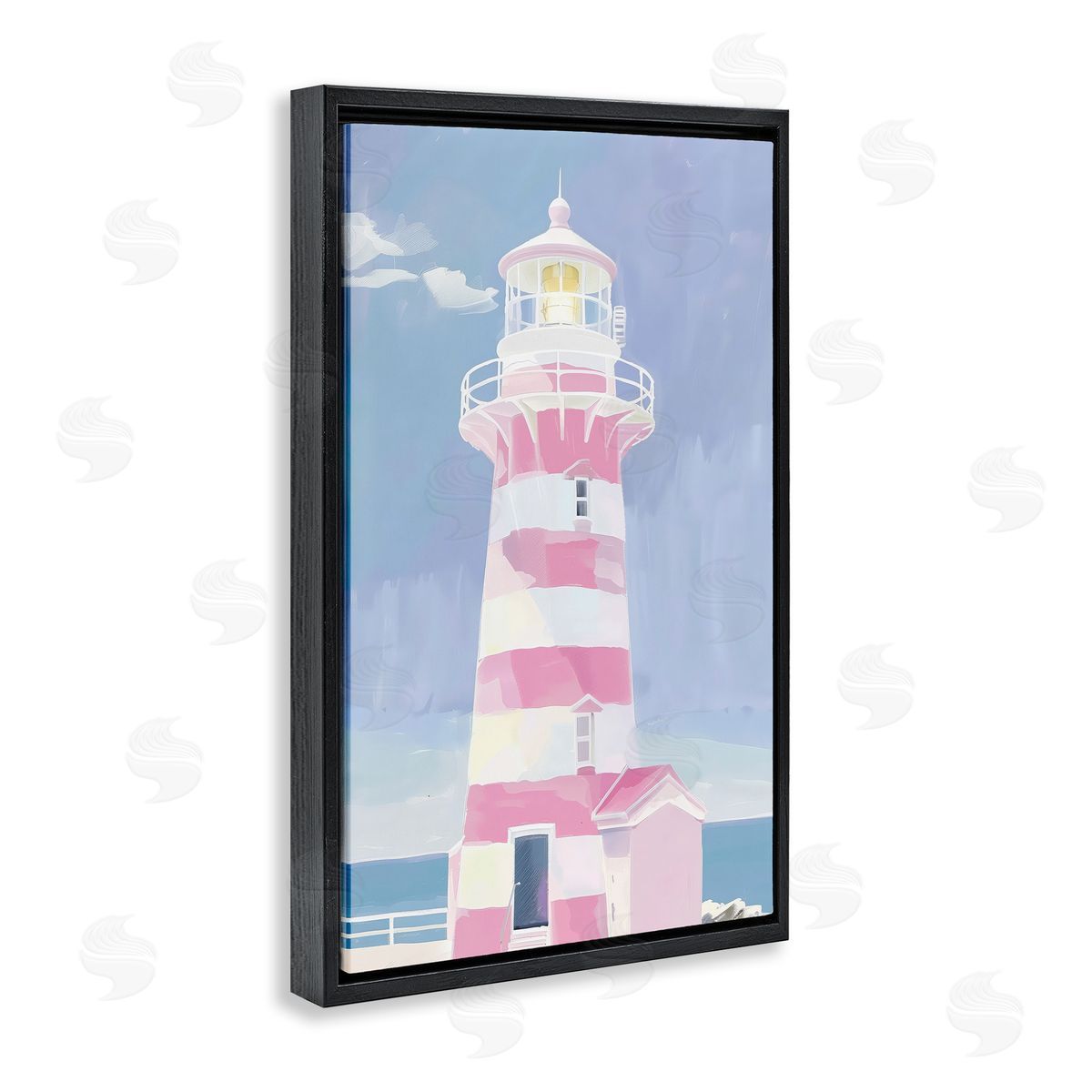 Muted Coastal Lighthouse Black Floating Frame Canvas Wall Art, Home Decor by Arlington Prints