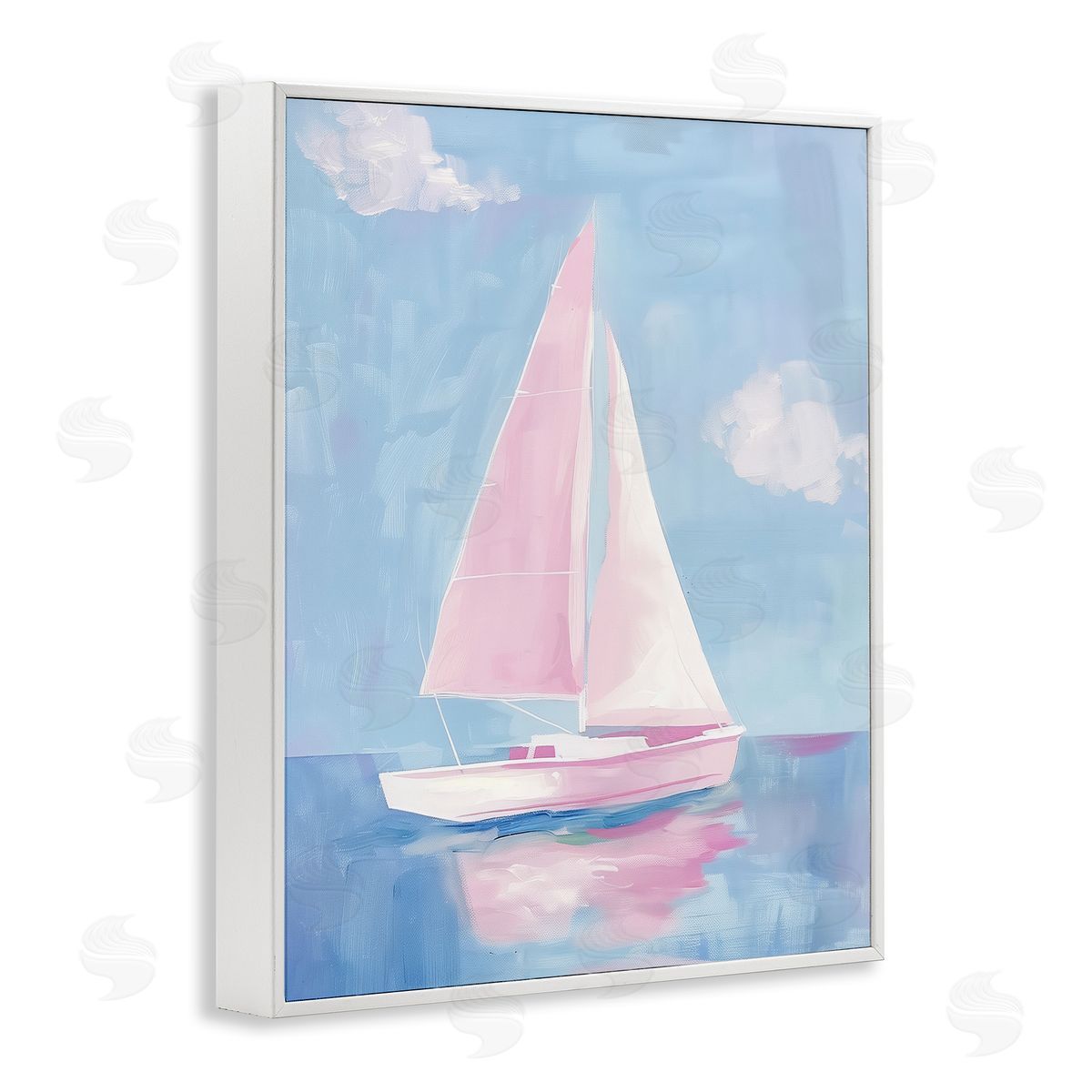 Muted Pink Sailboat White Frame Print Wall Art, Home Decor by Arlington Prints