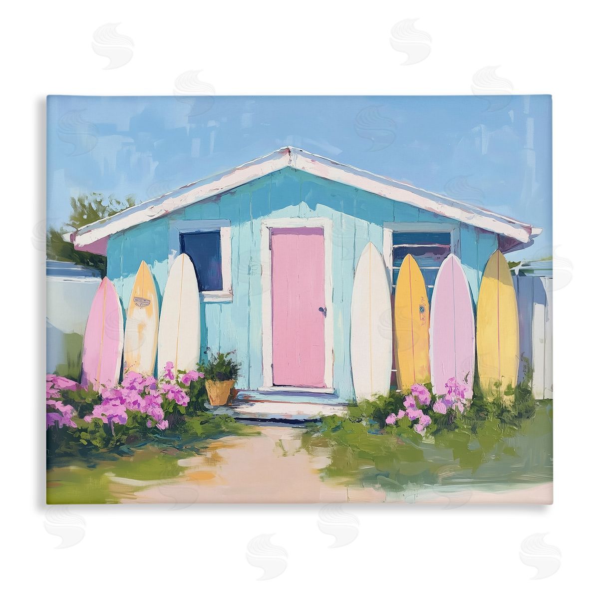 Cabin with Pastel Surfboards Canvas Wall Art, Home Decor by Arlington Prints
