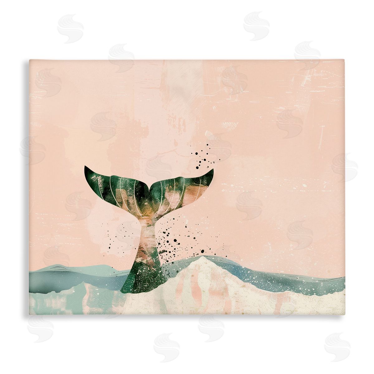Pink Abstract Whale Tail Canvas Wall Art, Home Decor by Arlington Prints