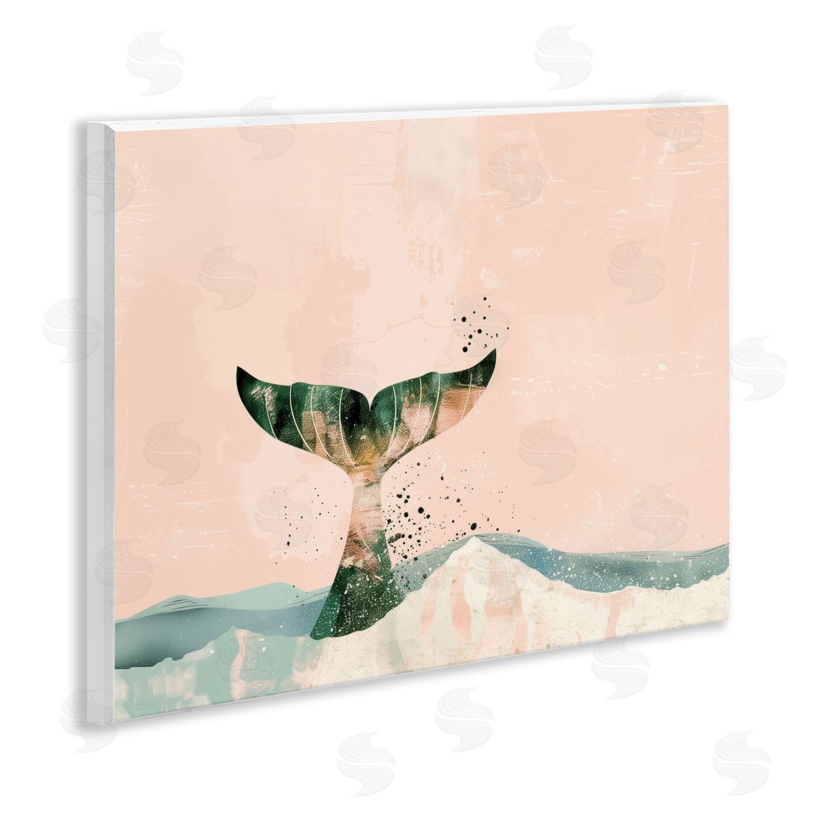 Pink Abstract Whale Tail Wood Plaque Wall Art, Home Decor by Arlington Prints