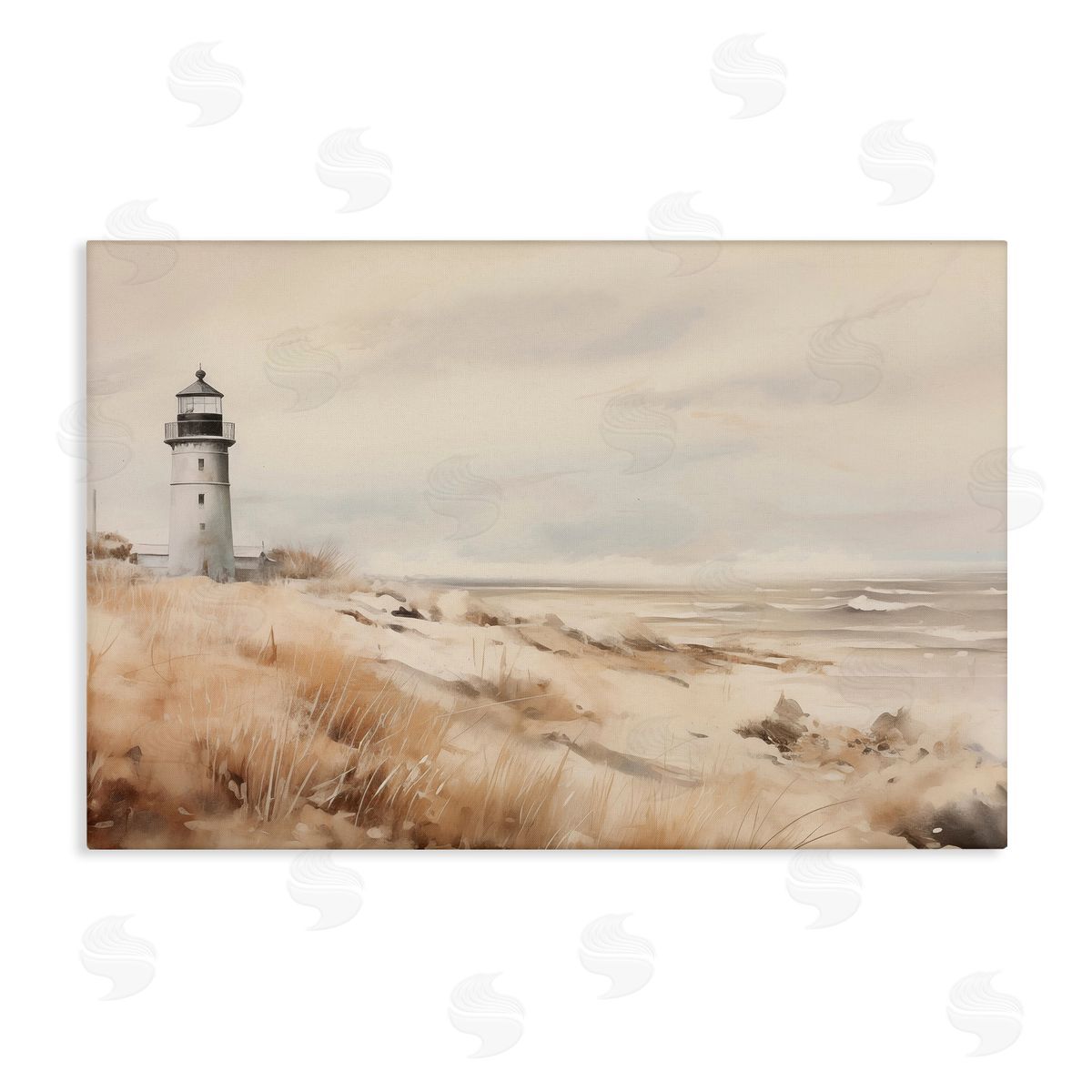 Distant Lighthouse in Neutral Tones Canvas Wall Art, Home Decor by Arlington Prints