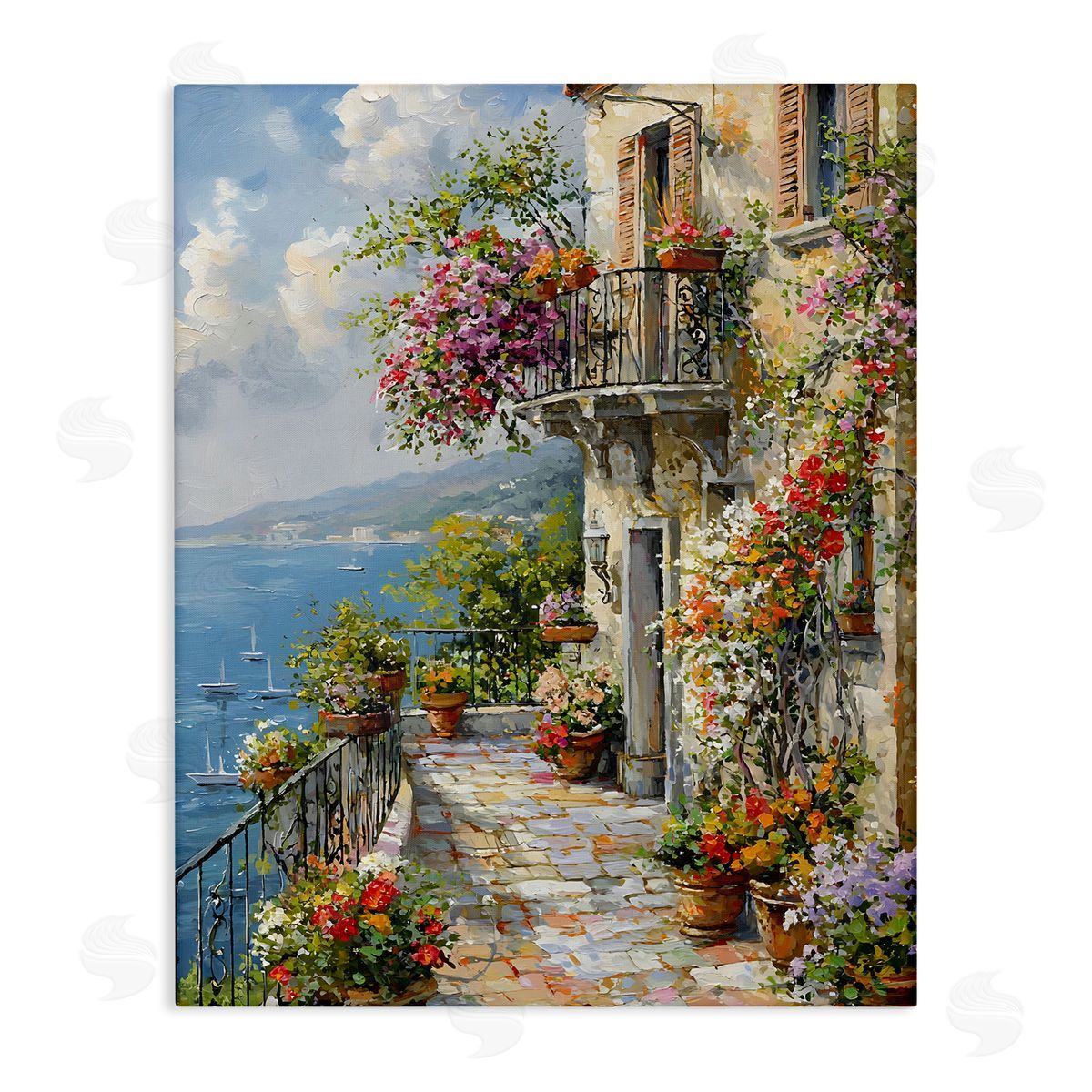 Botanical Lined Seaside Canvas Wall Art, Home Decor by Franklyn Gregory