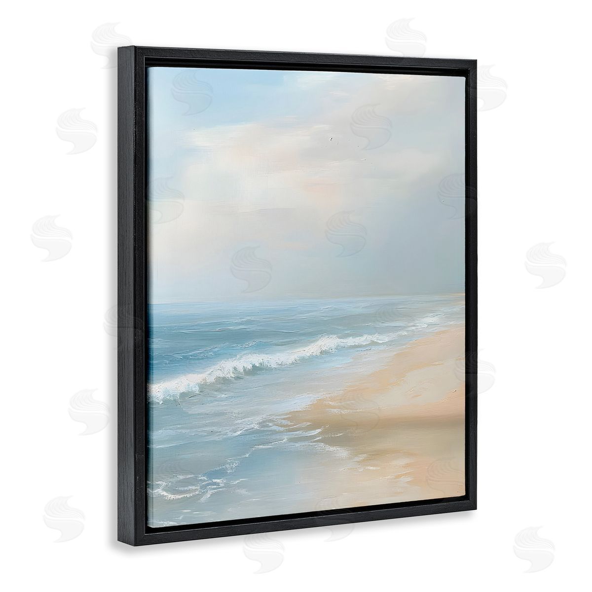 Serenity Beach View Black Floating Frame Canvas Wall Art, Home Decor by Franklyn Gregory