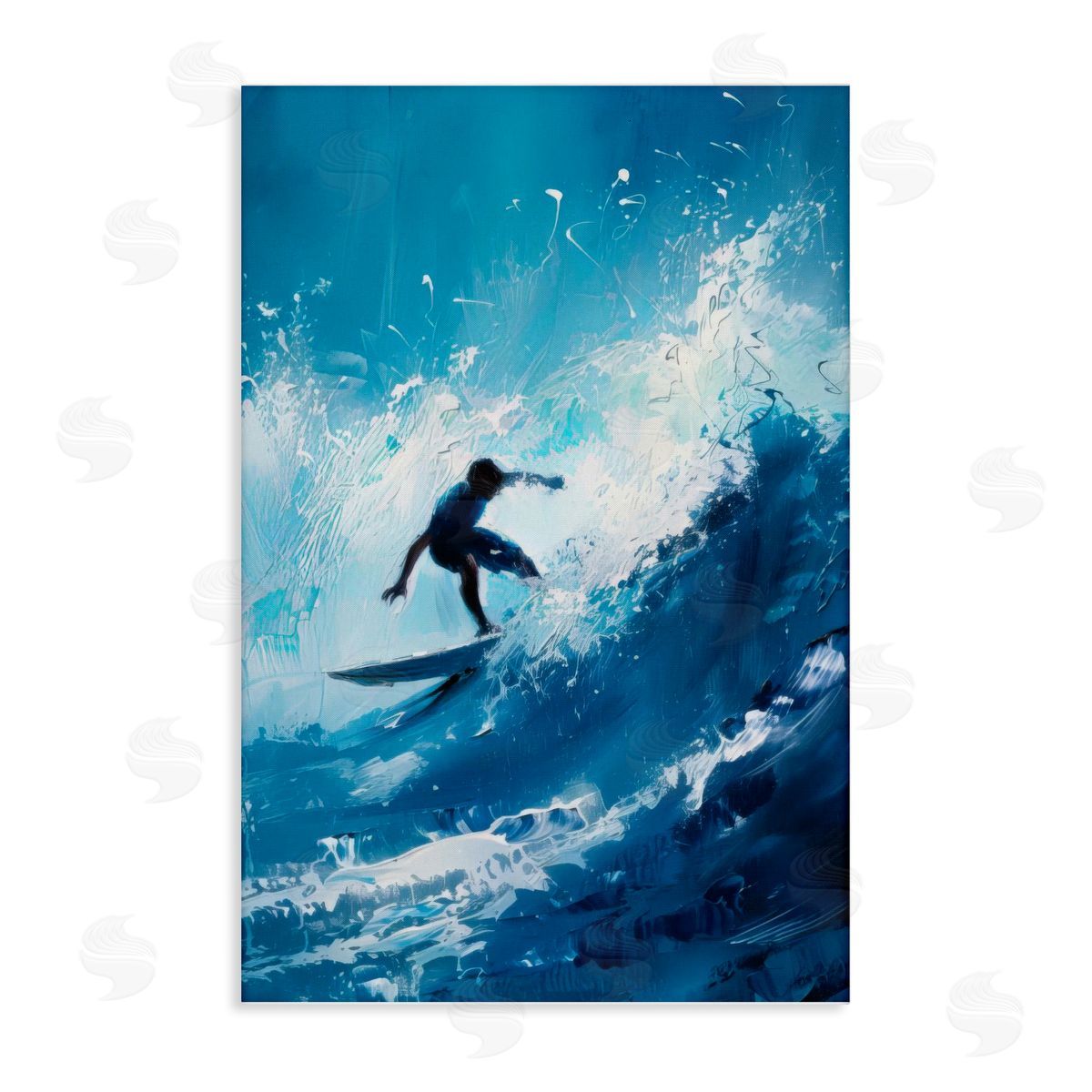 Surfer & Splashing Wave Canvas Wall Art, Home Decor by LSR Design Studio