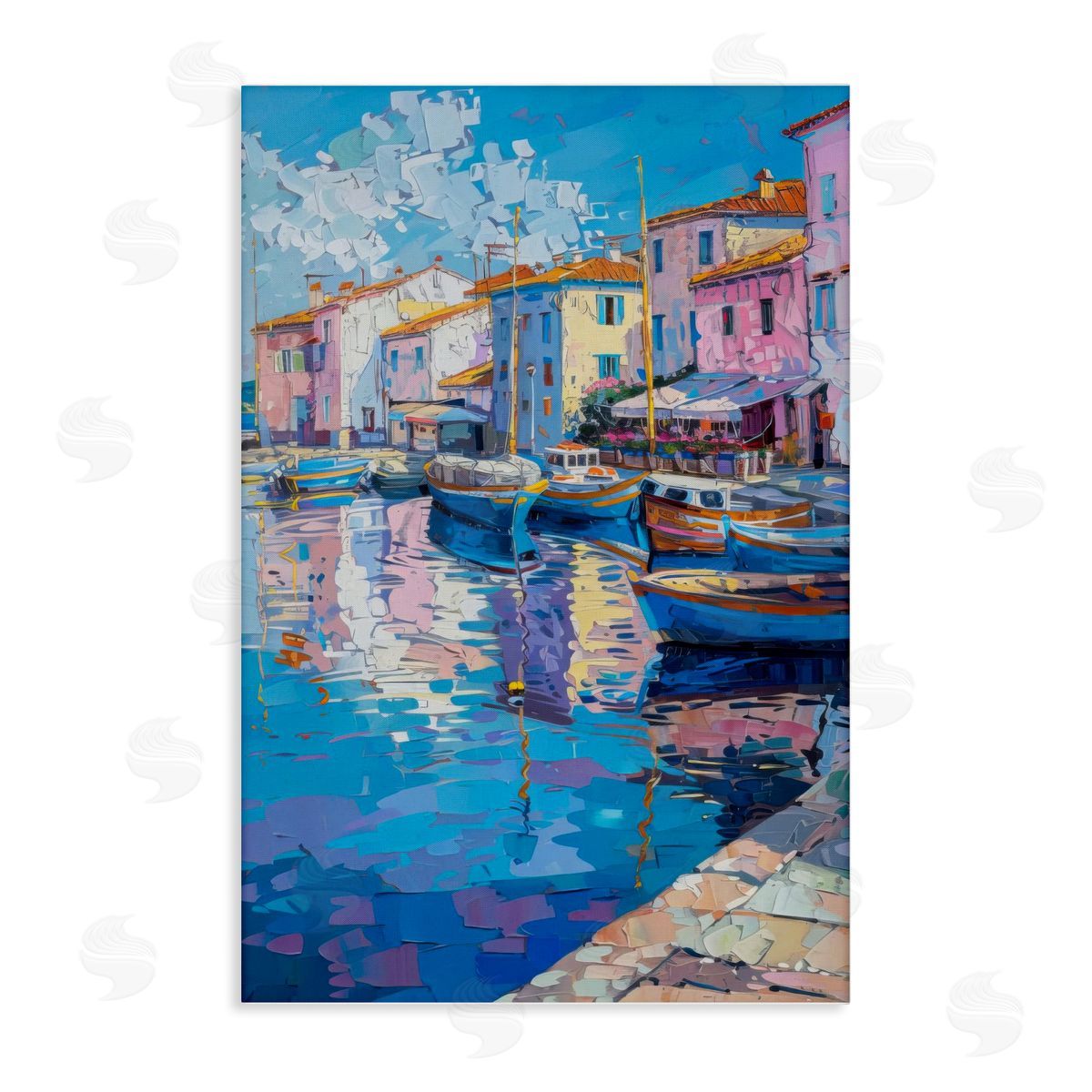 Abstract Harbor Reflection Canvas Wall Art, Home Decor by LSR Design Studio