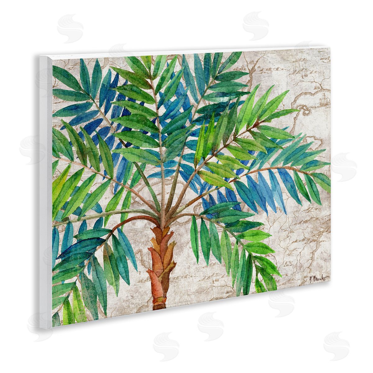 Aqueous Palm Tree Wood Plaque Wall Art, Home Decor by Paul Brent