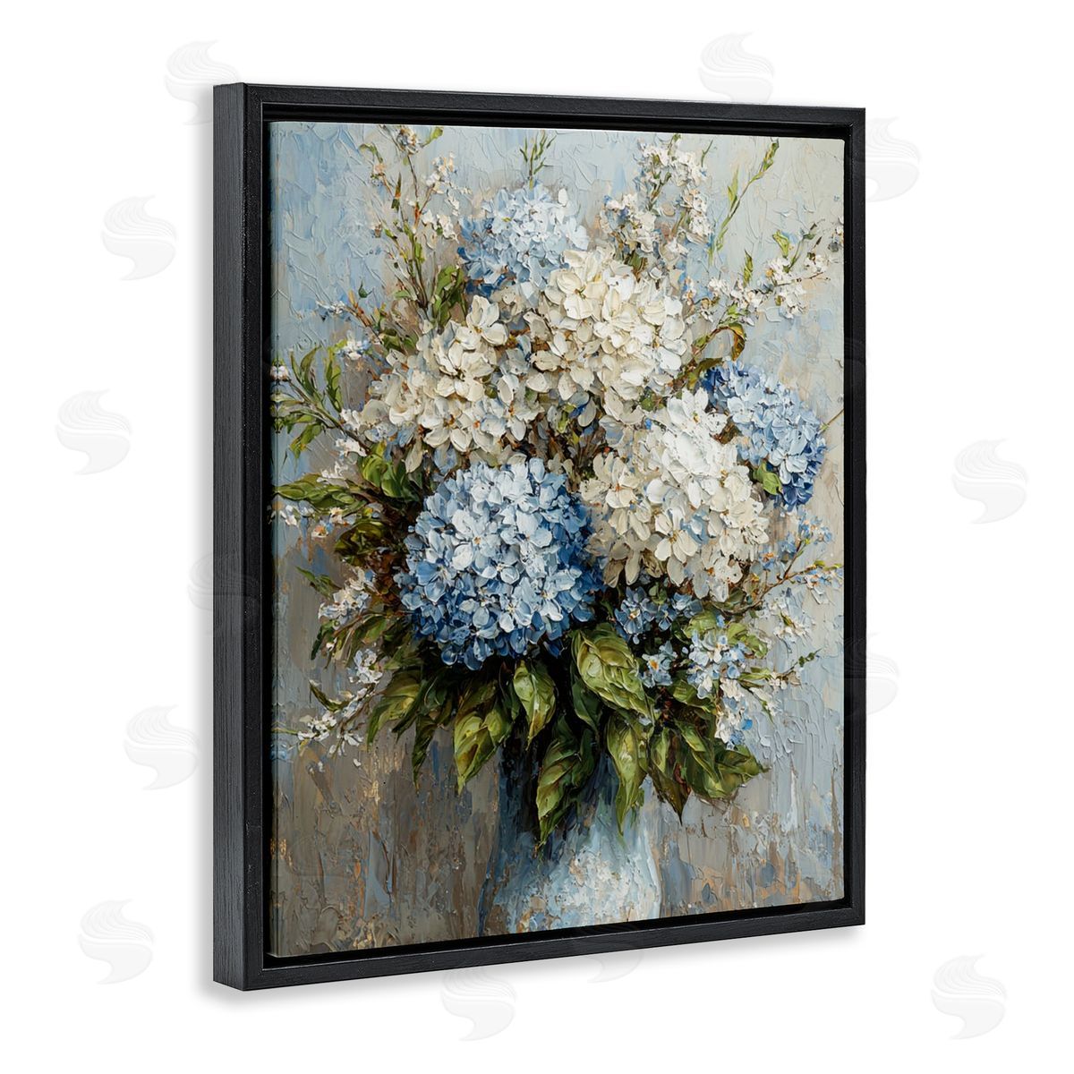 Muted Classic Hydrangeas Black Floating Frame Canvas Wall Art, Home Decor by Franklyn Gregory