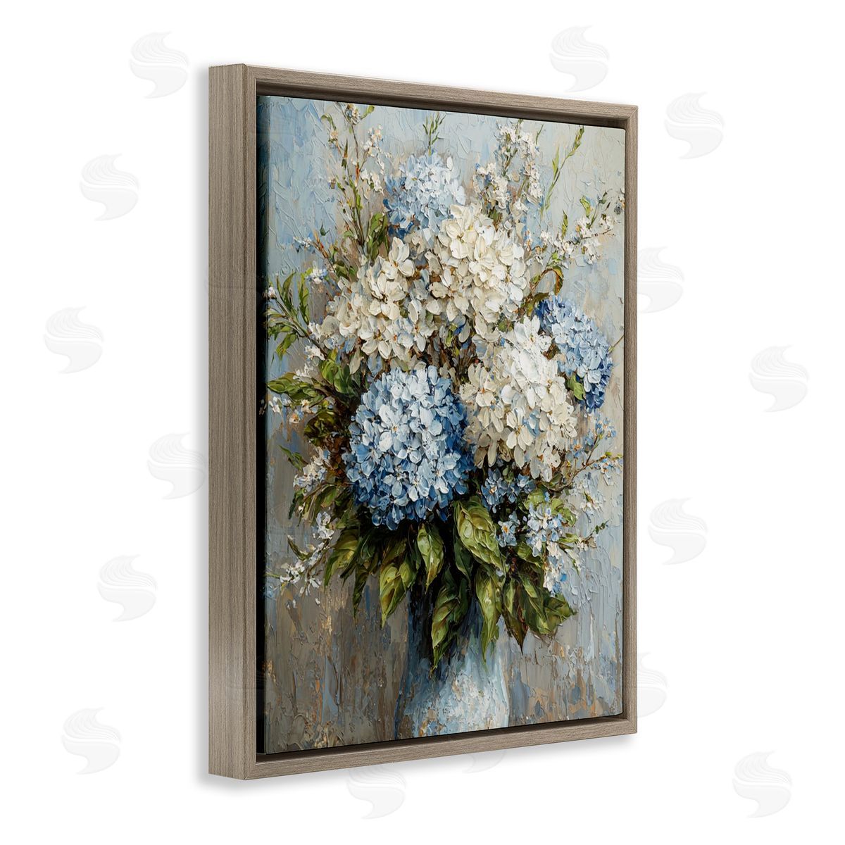 Muted Classic Hydrangeas Brown Floating Frame Canvas Wall Art, Home Decor by Franklyn Gregory