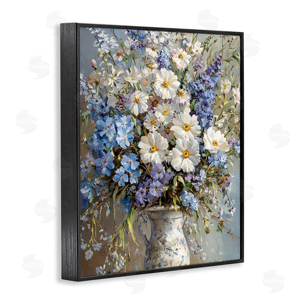 Flowers in Chinoiserie Vase Black Frame Print Wall Art, Home Decor by Franklyn Gregory