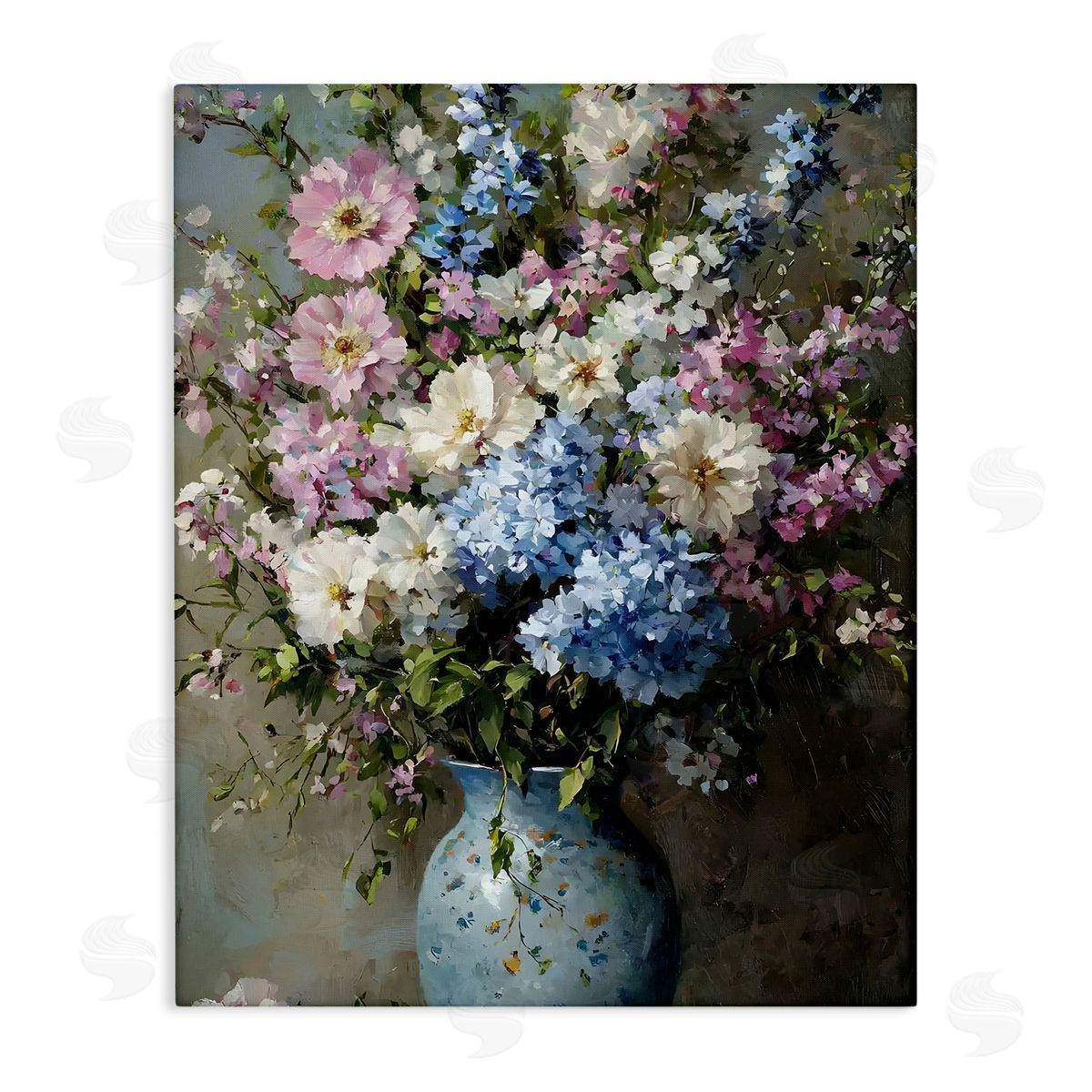 Traditional Cool Tone Bouquet Canvas Wall Art, Home Decor by Franklyn Gregory