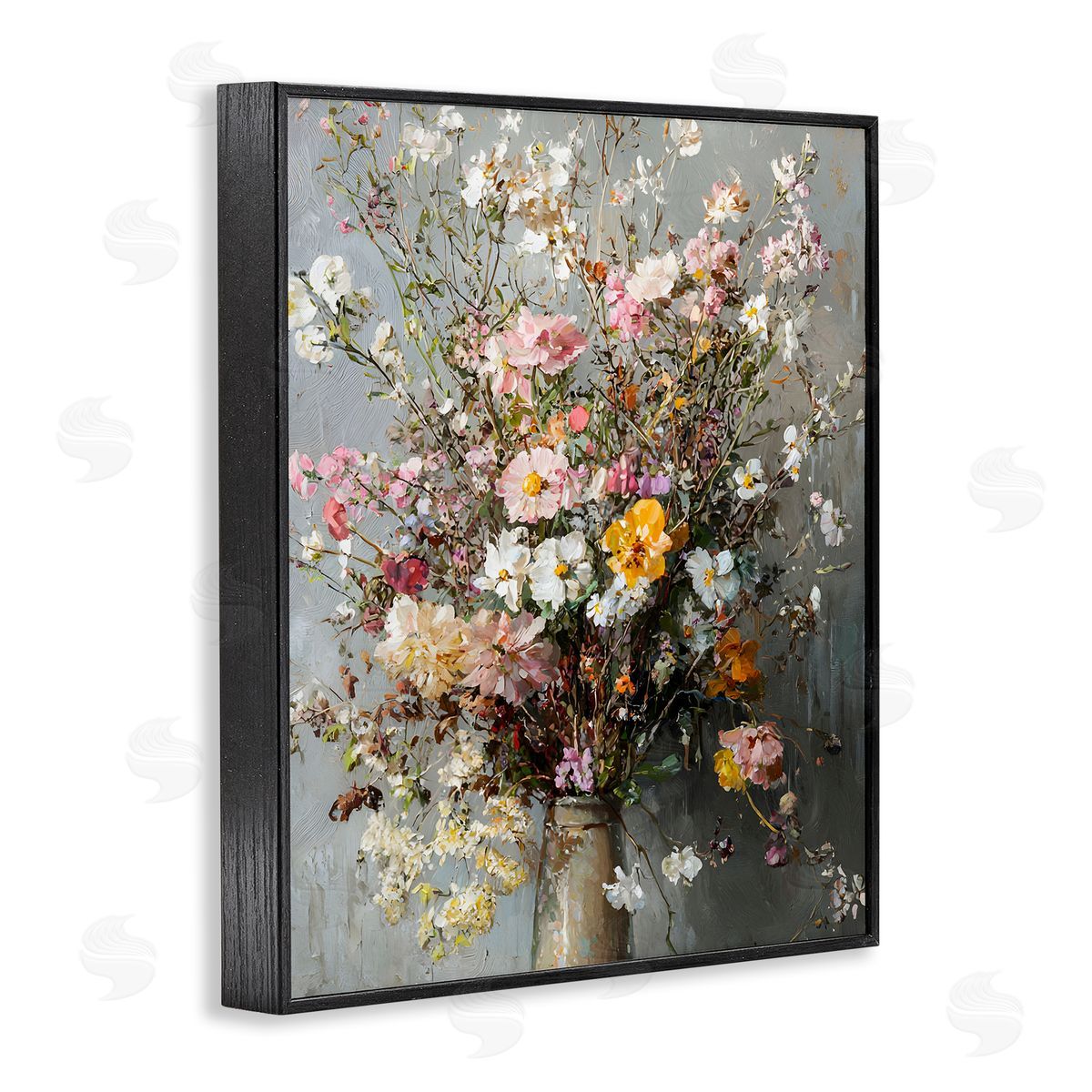 Overflowing Spring Flowers Black Frame Print Wall Art, Home Decor by Franklyn Gregory