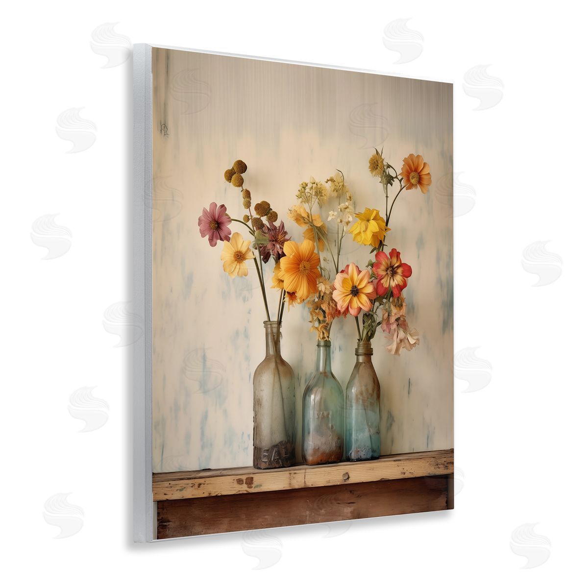 Rustic Spring Flowers Shelf Wood Plaque Wall Art, Home Decor by Arlington Prints