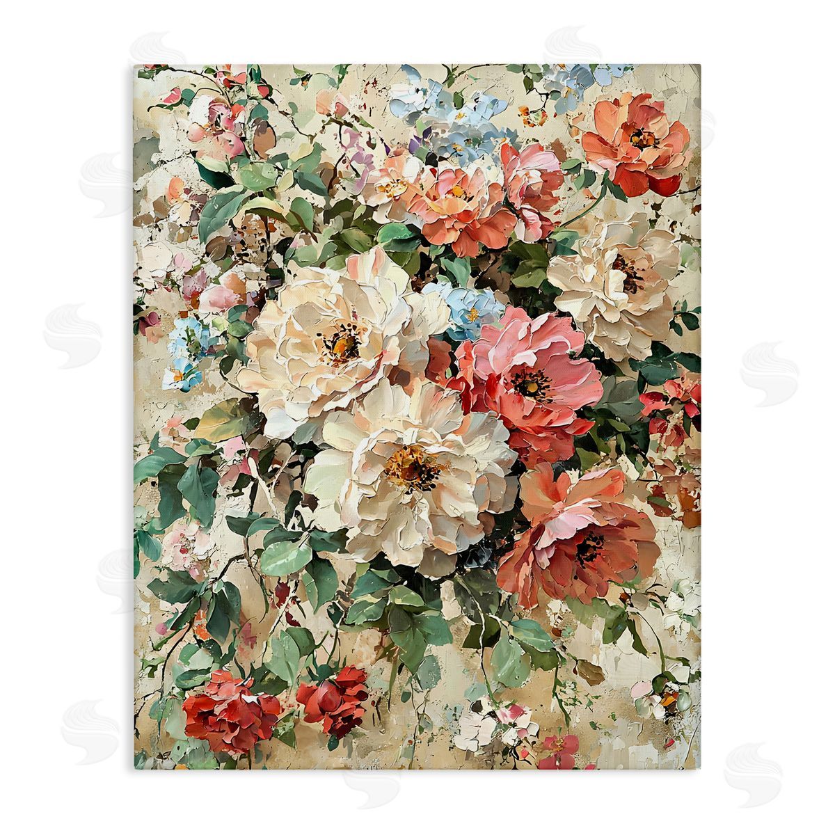 Aged Abstract Flowers Canvas Wall Art, Home Decor by Franklyn Gregory
