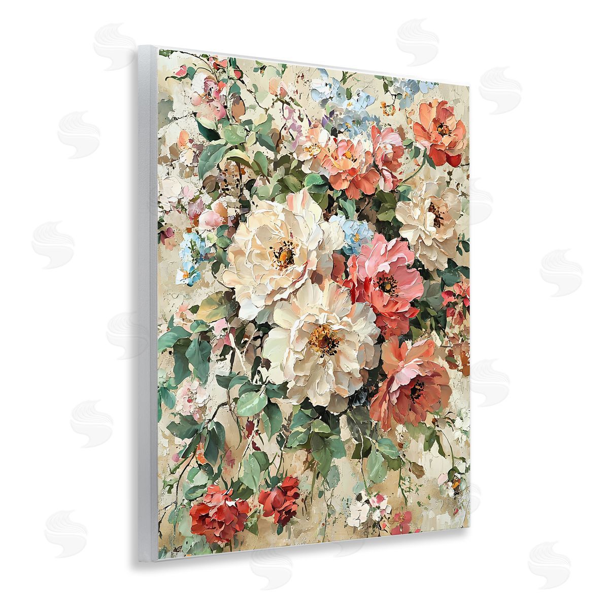 Aged Abstract Flowers Wood Plaque Wall Art, Home Decor by Franklyn Gregory