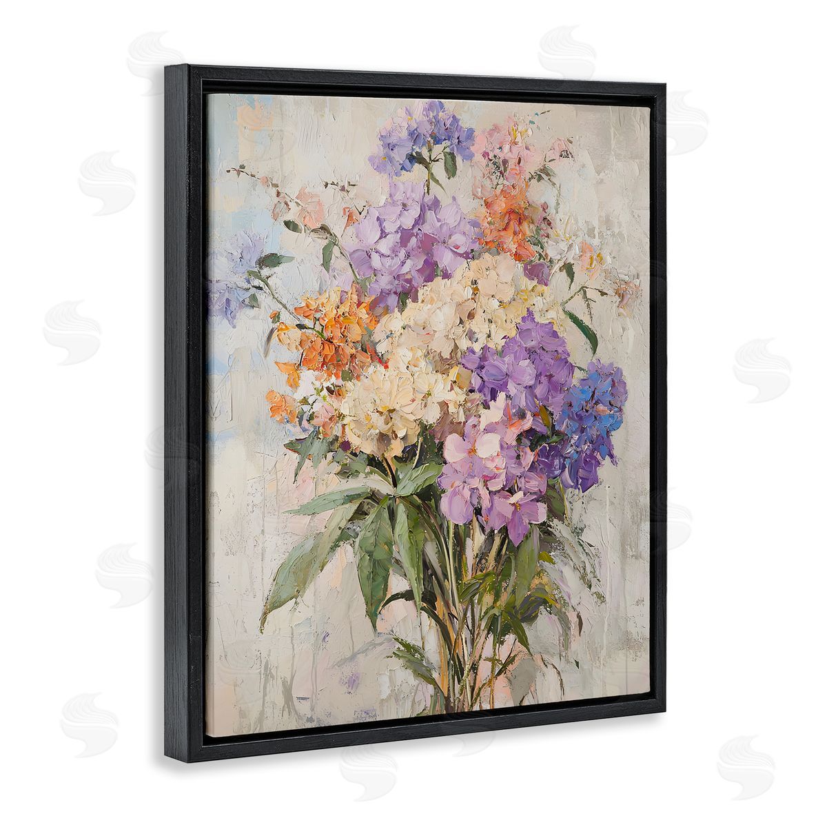 Abstract Hydrangea Clusters Black Floating Frame Canvas Wall Art, Home Decor by Franklyn Gregory