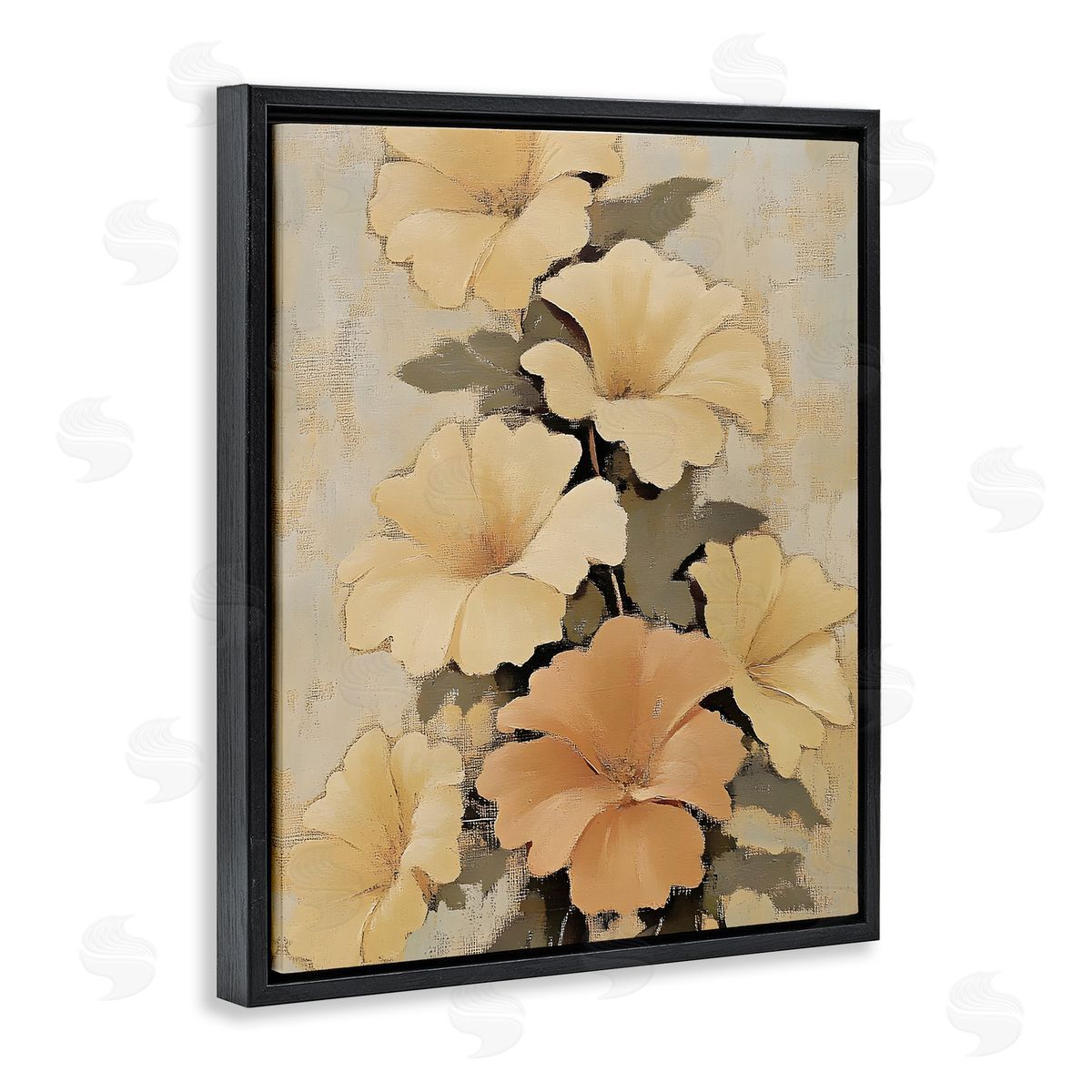 Muted Vintage Daffodils Black Floating Frame Canvas Wall Art, Home Decor by Franklyn Gregory