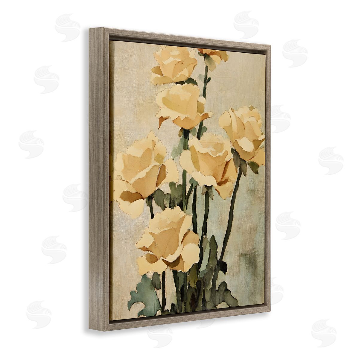 Vintage Roses Bundle Brown Floating Frame Canvas Wall Art, Home Decor by Franklyn Gregory
