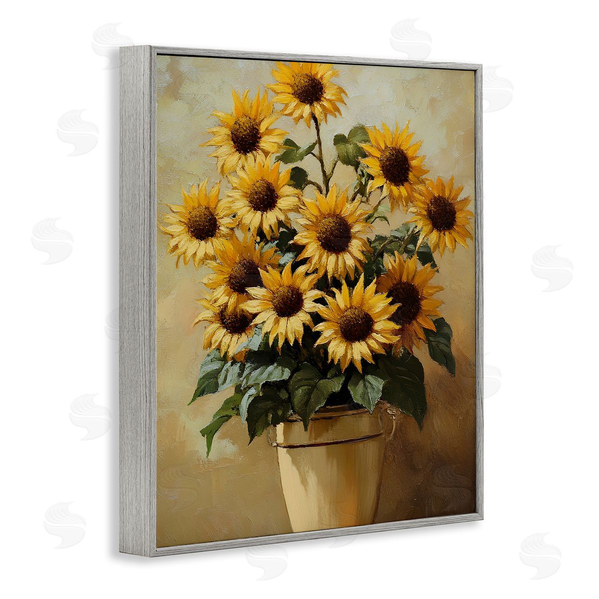 Sunny Sunflowers Arrangement Grey Frame Print Wall Art, Home Decor by Franklyn Gregory